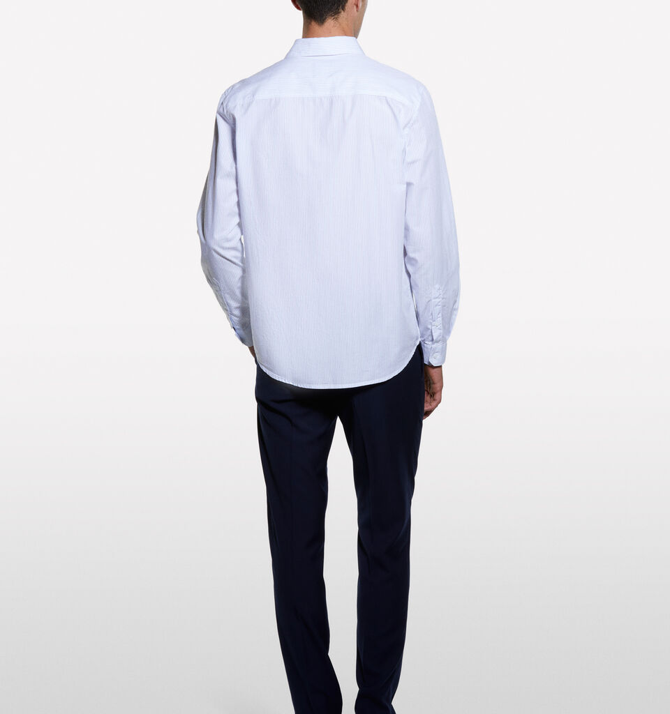 Πουκάμισο λευκό με χρωματιστό νήμα  - πουκάμισα regular ανδρικά - Γαλαζιο | Sisley image number 2